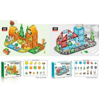 Конструктор 1812-1816 (8шт) магнітний, фігурки, 2 види (ферма 44дет, місто 49дет), в кор-ці, 24,5-20