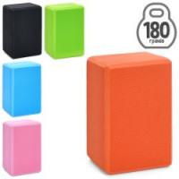 Блок для йоги MS 0858-15 (30шт) EVA, 150-180г, 5кольорів, в пакеті, 23-15-10см