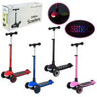 Самокат 3-х колесний арт. SC9026 (6шт)  складний зі світлом,колеса PU LED підсвітка, муз, 3 кольори