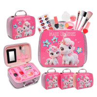 Косметика B600-3 (20шт) тіні, пензлики, помада, лак 2шт, накладні нігті, паєтки, дзеркало, чемодан,