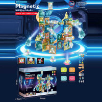 Магнітний конструктор 6805 A (12/2) 136 деталей, підсвічування, м'ячики, в коробці