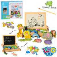Деревянная игрушка Рыбалка MD 2139 (36шт) магнитн,2в1,доска для рисов, маркер, в кор-ке,28,5-24-6см