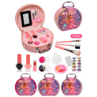 Косметика B610-5 (24шт) тіні, пензлики, помада, лак 2шт, накладні нігті, паєтки, дзеркало, чемодан,