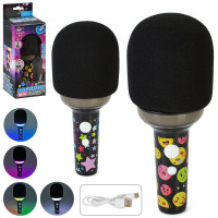 Мікрофон MIC630B (12шт) 21см, акум, світло, змінює голос, Bluetooth, AUXвх., USBзарядне, мікс видів,