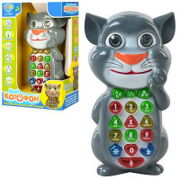 Телефон 7344 U I (72шт) Умный телефон-Котофон,15,5см,обуч,повтор,муз(укр),свет,на бат,кор,20-12-6см