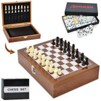 Настольная игра XQ12095 (15шт)2в1, шахматы, домино, в кор-ке, 26-20-6,5см