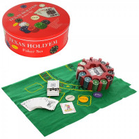 Настільна гра PO25544-4 (8шт) покер, 240фіш(з номін),карти-2колоди,сукно,кор(метал),25-8,5-25см