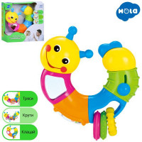 Гусениця, 25см, рухомі деталі, брязкальце, тріщотка, зеркало, 9182 в коробці, 18-18-6см