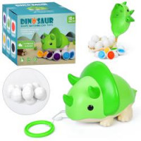 Гра XQS2087A (27шт) динозавр, 22см, каталка на шнурі, яйця-пазли 12шт, в кор-ці, 19-16-16,5см