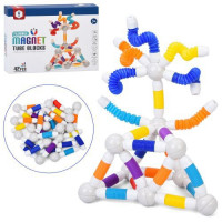 Конструктор HD185A (24шт) магнитний, трубчатий, Поп Туб/Pop tube, кульки, 42дет, в кор-ці, 28-21-5,