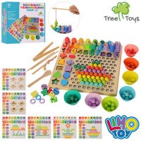 Деревянная игрушка Игра MD 2514 (8шт) мозаика,цифры,фигурки, в кор-ке, 32-31-8см
