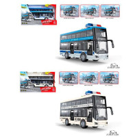 Автобус RJ5514AC (12шт) інерція, двоповерховий, 28см, 1:16, відчиняються двері, звук, світло, гумові