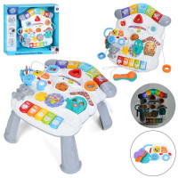 Центр розвиваючий 7763A (6шт) ігровий стіл, 34-32-в21см, мікрофон, музика, світло, піаніно, шестерні