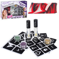 Косметика 666-5 (48шт) блеск для тела, трафарет, гель, кисточка, в кор-ке, 33-20,5-4см