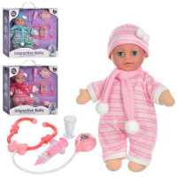 Пупс 1861-2-3-4 (12шт) 33см, м'яконабивний, набір лікаря, зв, св, 3 виду, бат (таб), в кор-ці, 40-36