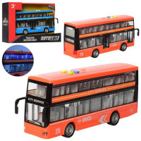 Автобус AS-2626 (24шт) АвтоСвіт, 2-х пов, зв, світло, гум.колеса, відч. двері, 2кол,бат(табл),в кор,