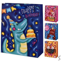 Пакет подарунковий паперовий L "Happy birthday 3D" 30*42*12см R98657-L