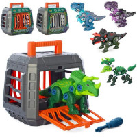 Конструктор DR5033 (36шт) на шурупах, динозавр, отвертка,чемодан,4вида,в карт.обертке,18-15-17см