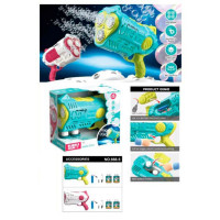 Мильні бульбашки 666-5 (12шт) пістолет, 27,5см, світло, акум, USBзарядне, запаска 7-4,5см