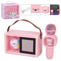 Колонка GMJ9839 (12шт) 19-8-10см, єдиноріг, світло, TFслот, Bluetooth, мікрофон 17см, акум, USBзаряд