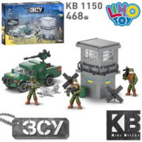 Конструктор KB 1150 (24шт) військовий, машина, блокпост, фігурка 5шт, 468дет, в кор-ці, 32,5-22,5-6с