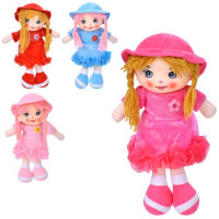 Лялька YG0009 (54шт) 33см, м'яконабивна, петелька, 4 кольори, у пакеті, 16,5-33-10см