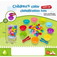 Логічна гра 2188-106 (60/2) сортер, 36 елементів, овочі та фрукти, 9 тарілочок, 2 пари щипців, в слю