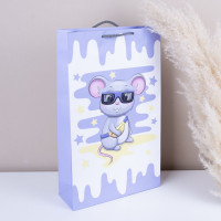 Пакет подарунковий великий вертикальний W3D-100 пташенятко в окулярах