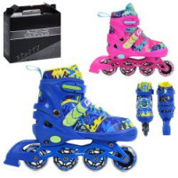 Ролики A4160-M (6шт) розсувні, шнурівка+бакля,алюм.рама, колеса ПВХ 66мм,1світло, устілка 20,5см(+2,