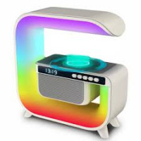 Колонка-нічник з функцією бездротової зарядки, годинником,FM 23см*22см HM-G3