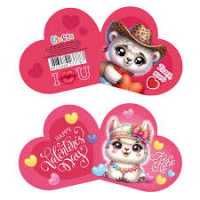 Листівка Валентинка подвійна "Fiesta" /ЛВО 25-153/ 131*71мм, 10шт/уп (10/300)