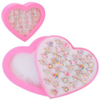 Каблучка A8567 (720шт) метал, мікс видів, 36 шт в дисплеї(серце), 15-14-2,5см